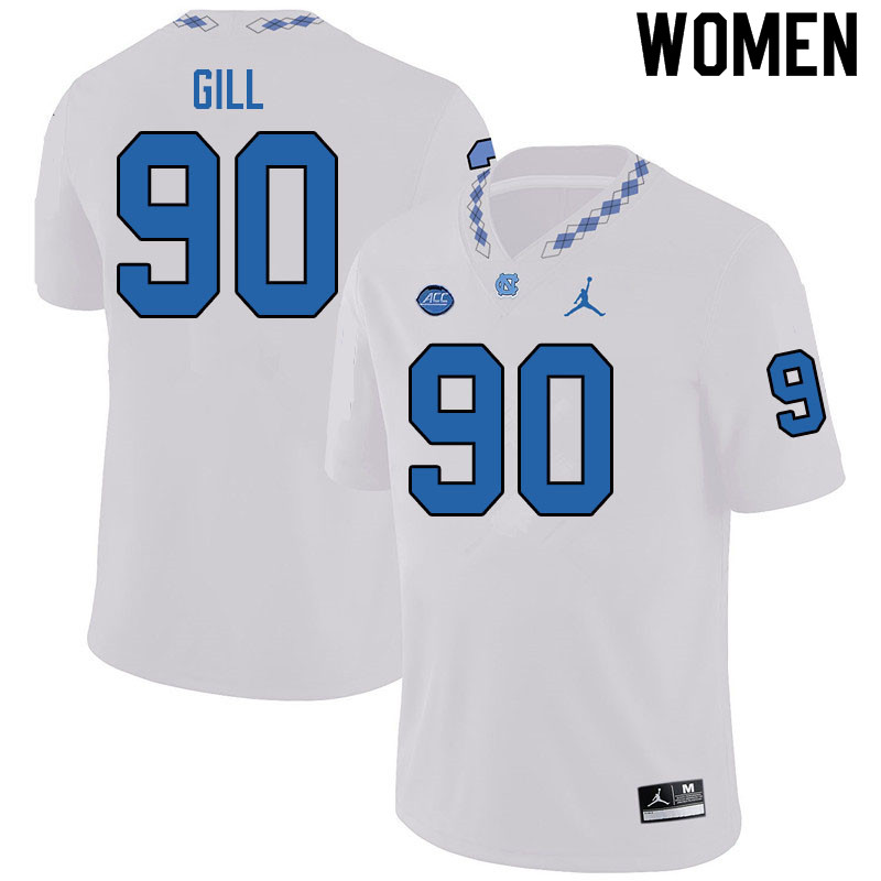 Jordan Brand Women #90 Xach Gill North Carolina Tar Heels College Football Jerseys Sale-White